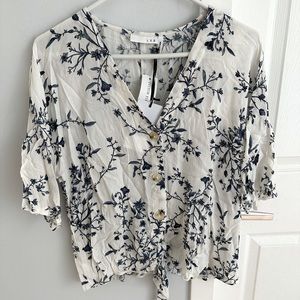 NWT LUQ Tie-front Button-up top, size S